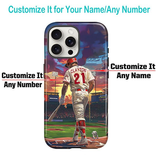 Custom Baseball Phone Case for iPhone - Personalized Your Name and Number - Philadelphia Design - Image 2