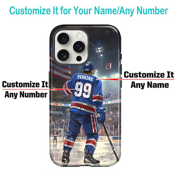 Custom Hockey Phone Case for iPhone - Personalized Your Name and Number - New York Design - Image 2