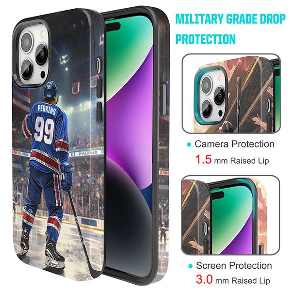 Custom Hockey Phone Case for iPhone - Personalized Your Name and Number - New York Design - Image 3