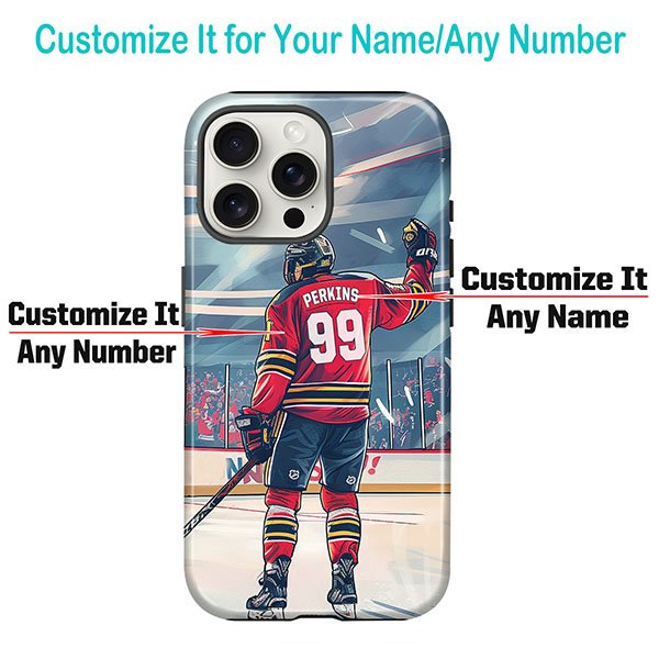 Custom Hockey Phone Case for iPhone - Personalized Your Name and Number - Chicago Design - Image 2