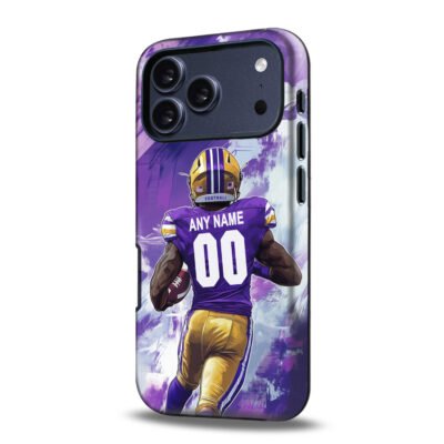 Custom Collge Football Phone Case for iPhone - Personalized Your Name and Number - Washington Design