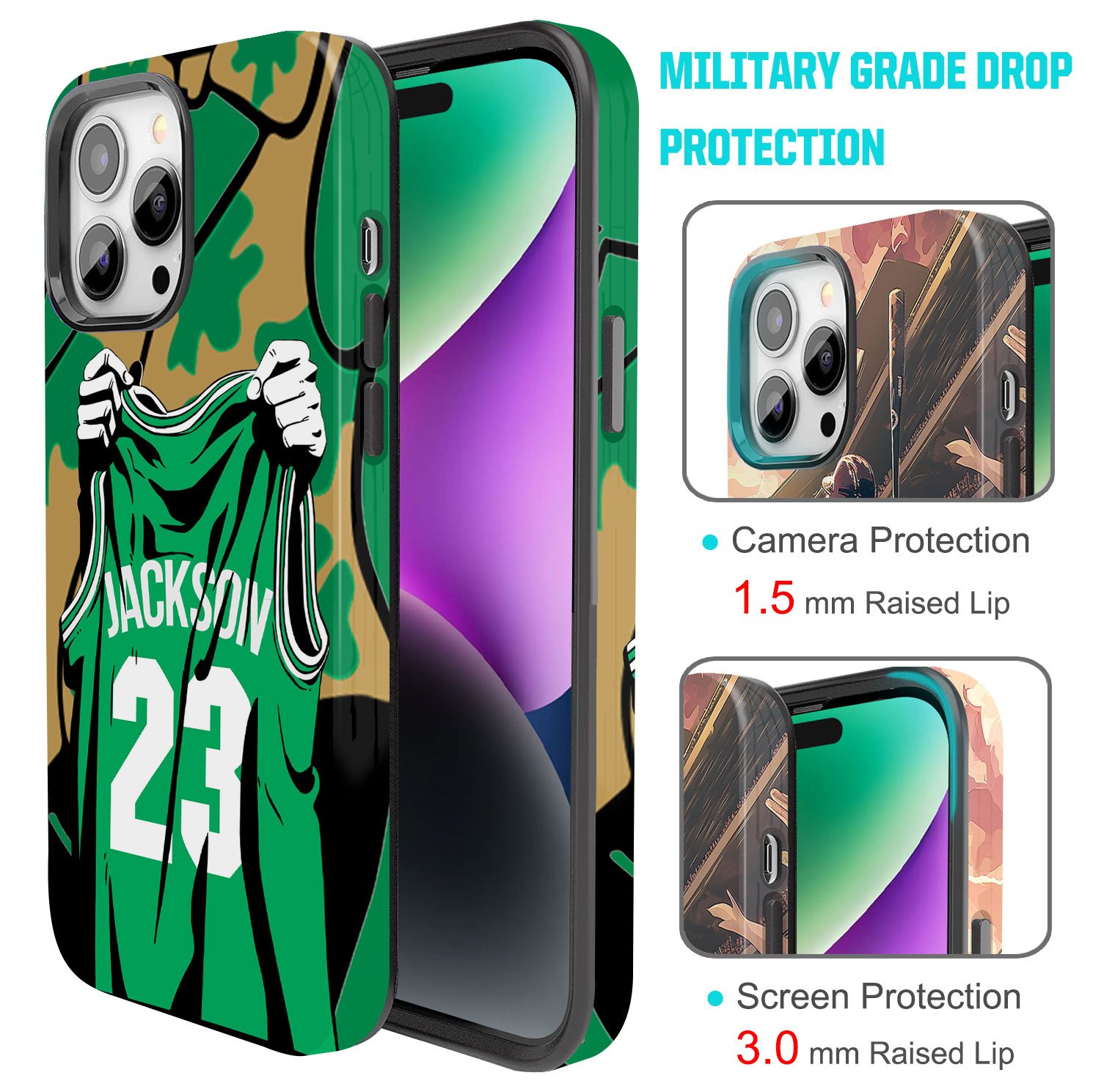 Custom Basketball Phone Case for iPhone - Personalized Your Name and Number - Boston Design - Image 3