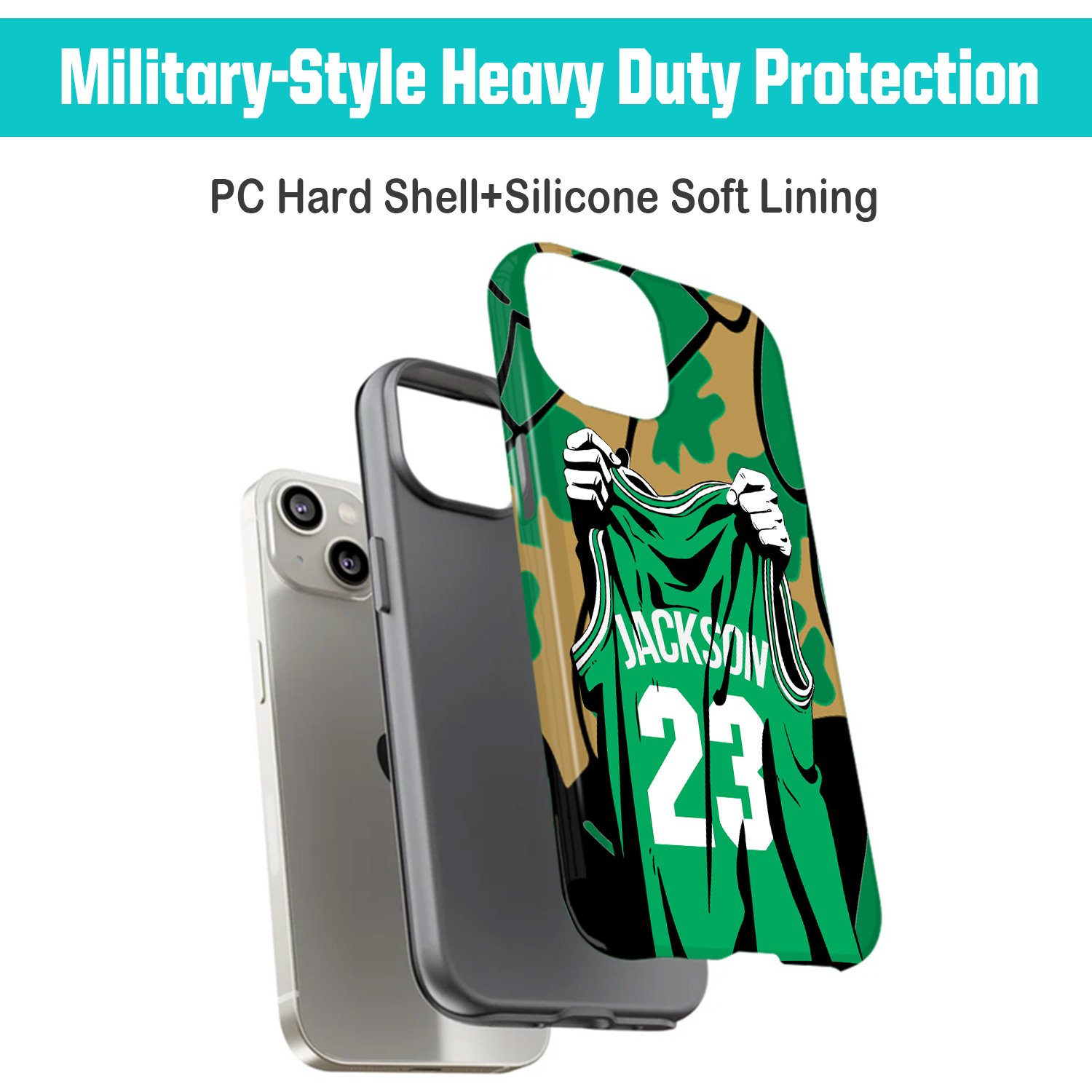 Custom Basketball Phone Case for iPhone - Personalized Your Name and Number - Boston Design - Image 4