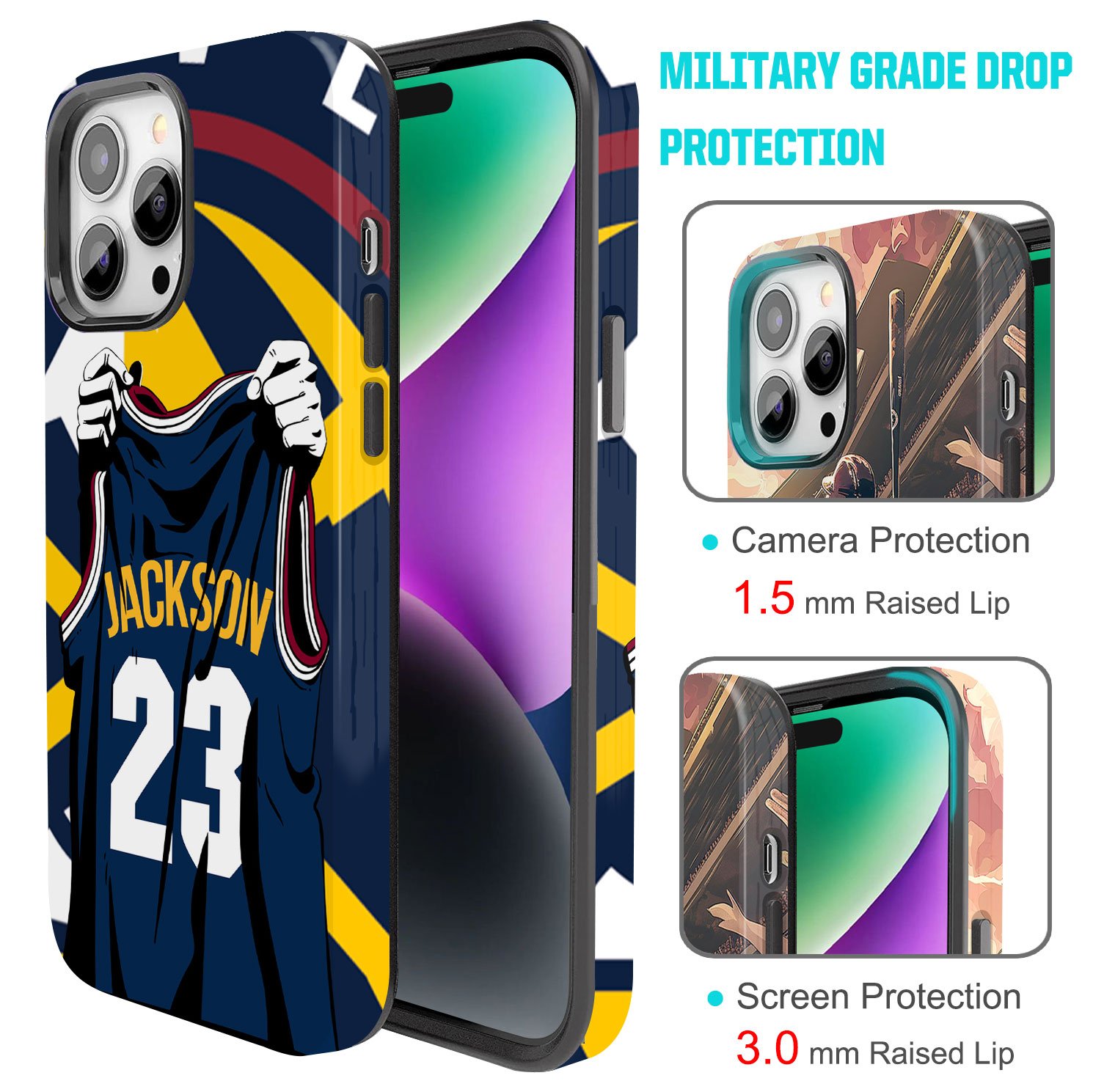 Custom Basketball Phone Case for iPhone - Personalized Your Name and Number - Denver Design - Image 3