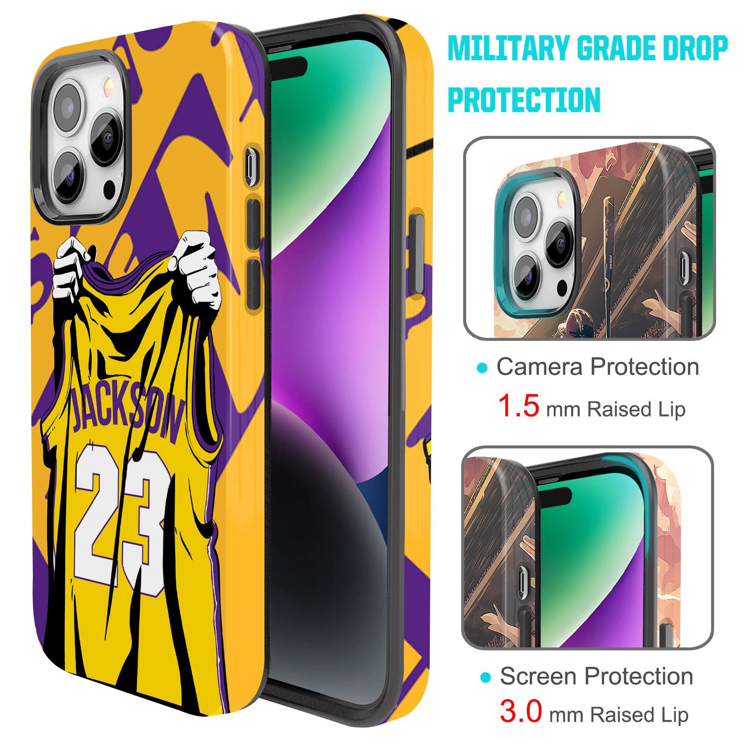 Custom Basketball Phone Case for iPhone - Personalized Your Name and Number - Los Angeles 1 Design - Image 3