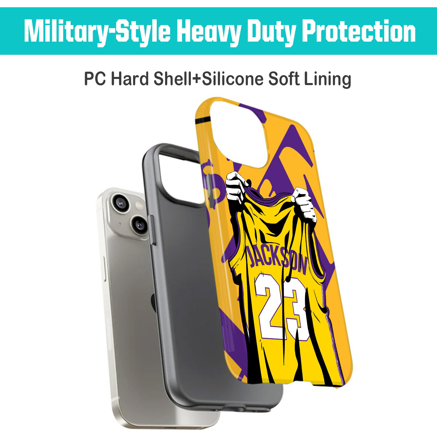 Custom Basketball Phone Case for iPhone - Personalized Your Name and Number - Los Angeles 1 Design - Image 4