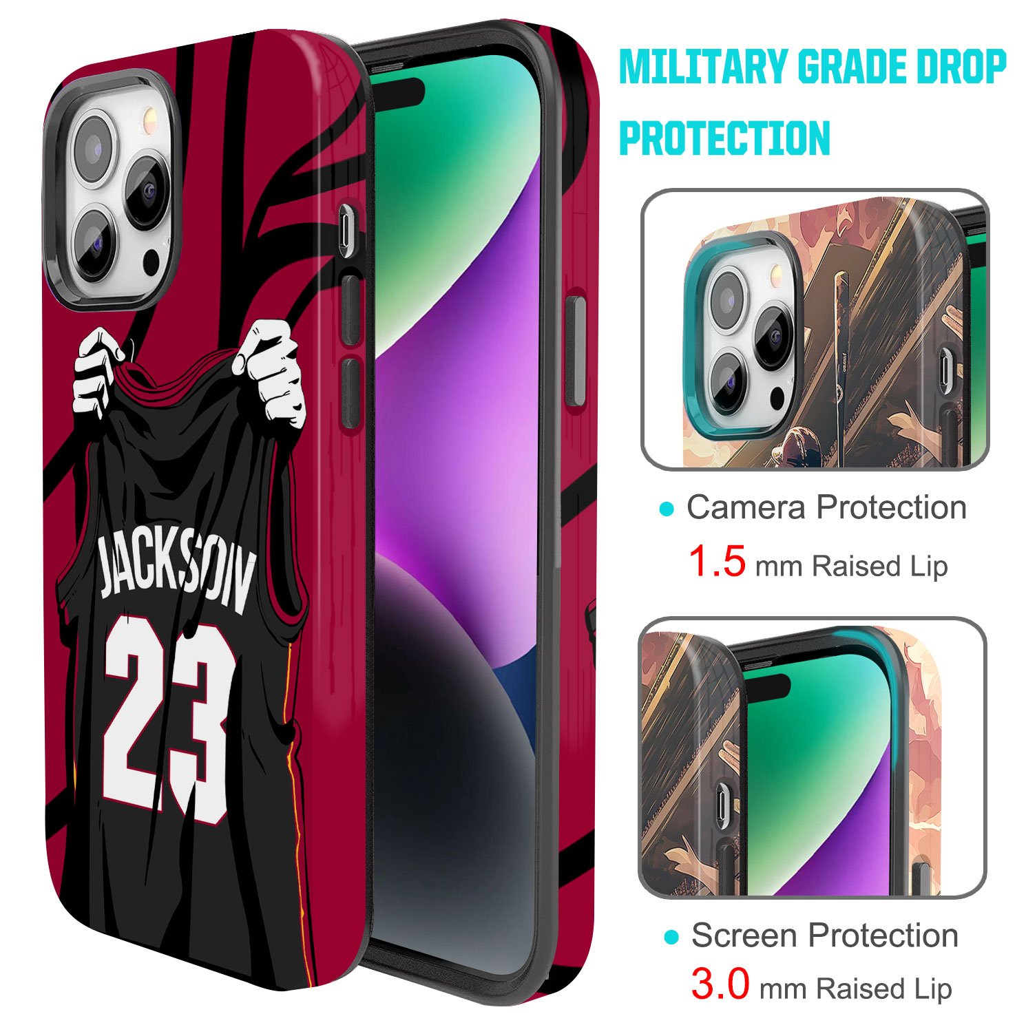 Custom Basketball Phone Case for iPhone - Personalized Your Name and Number - Miami Design - Image 3