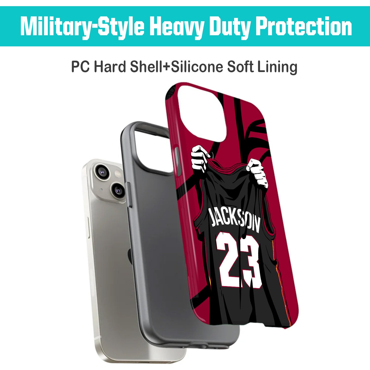 Custom Basketball Phone Case for iPhone - Personalized Your Name and Number - Miami Design - Image 4