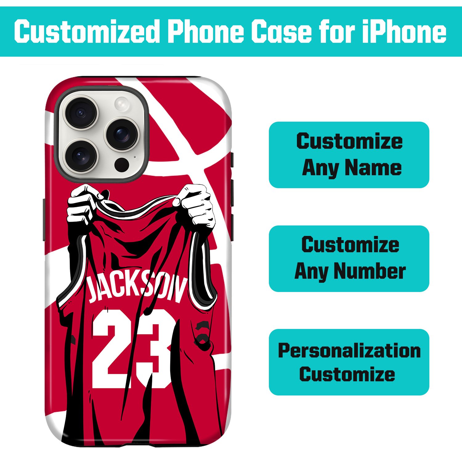 Custom Basketball Phone Case for iPhone - Personalized Your Name and Number -Toronto - Image 2