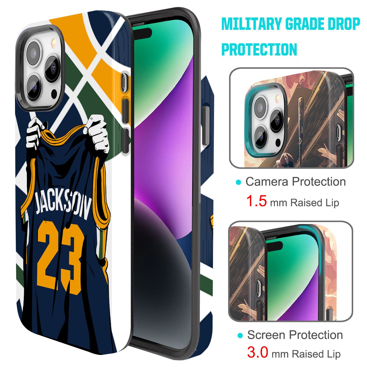 Custom Basketball Phone Case for iPhone - Personalized Your Name and Number - Utah - Image 3