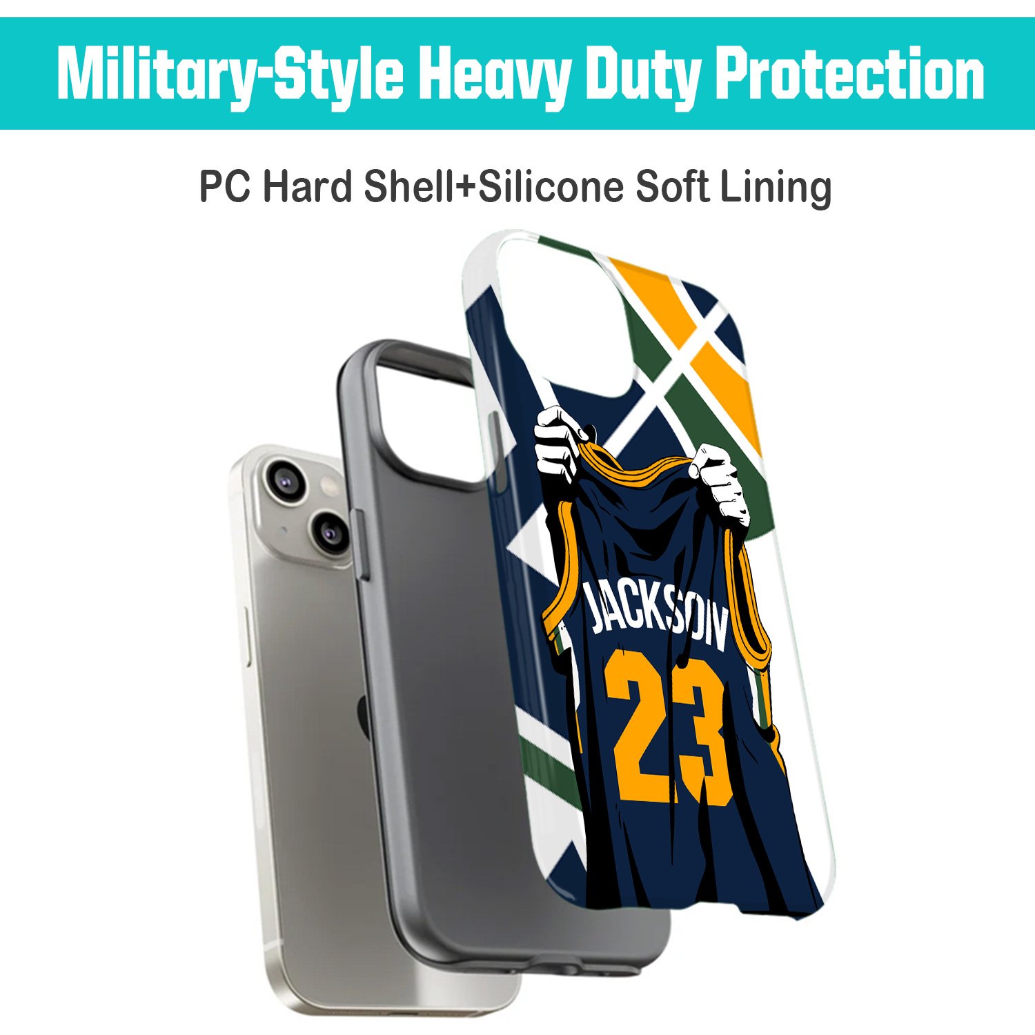 Custom Basketball Phone Case for iPhone - Personalized Your Name and Number - Utah - Image 4