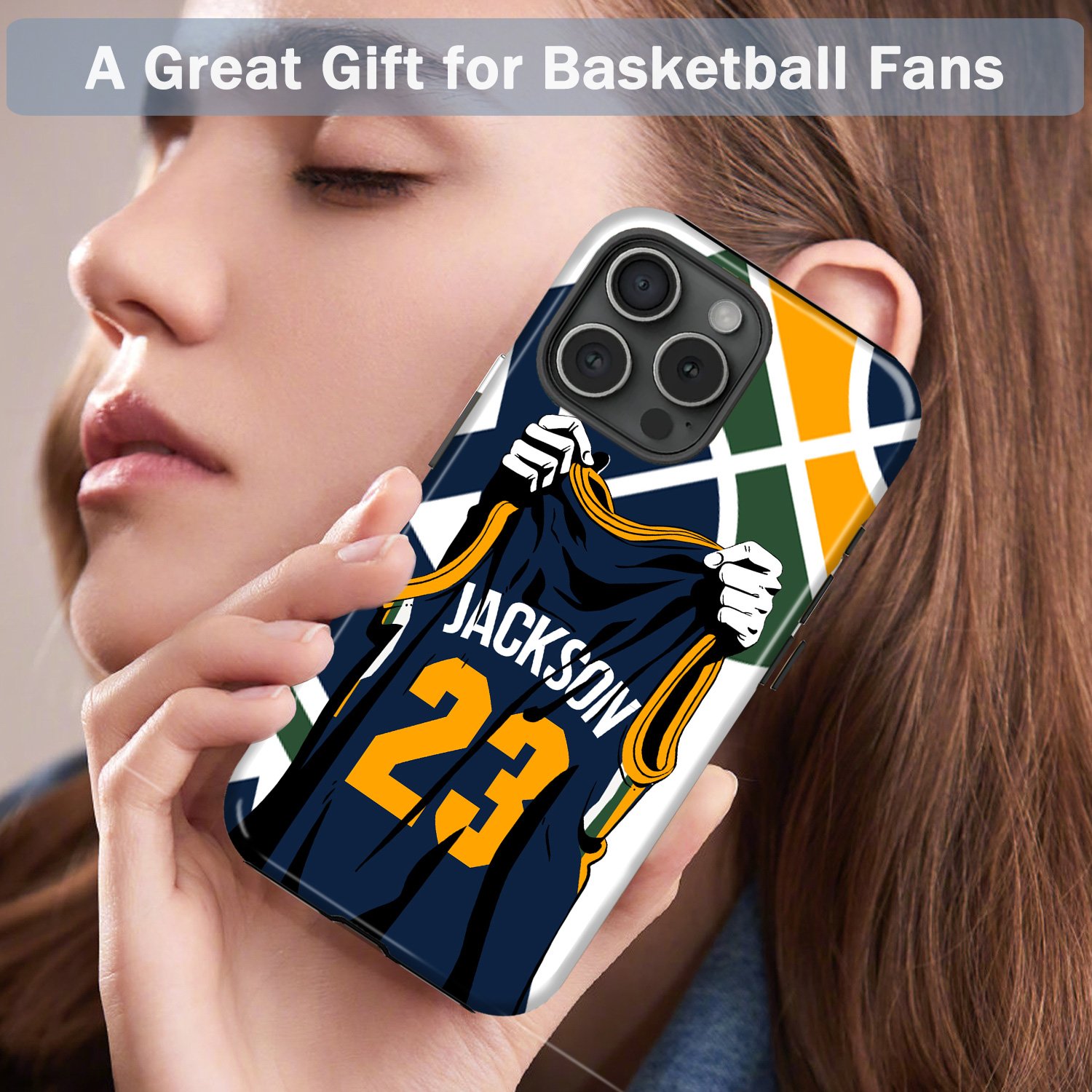 Custom Basketball Phone Case for iPhone - Personalized Your Name and Number - Utah - Image 6