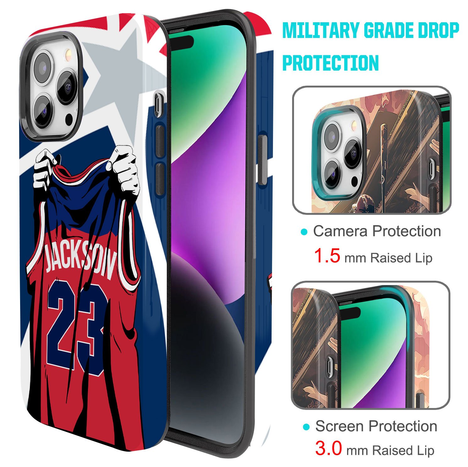 Custom Basketball Phone Case for iPhone , Heavy Duty ( Washington ) - Image 3